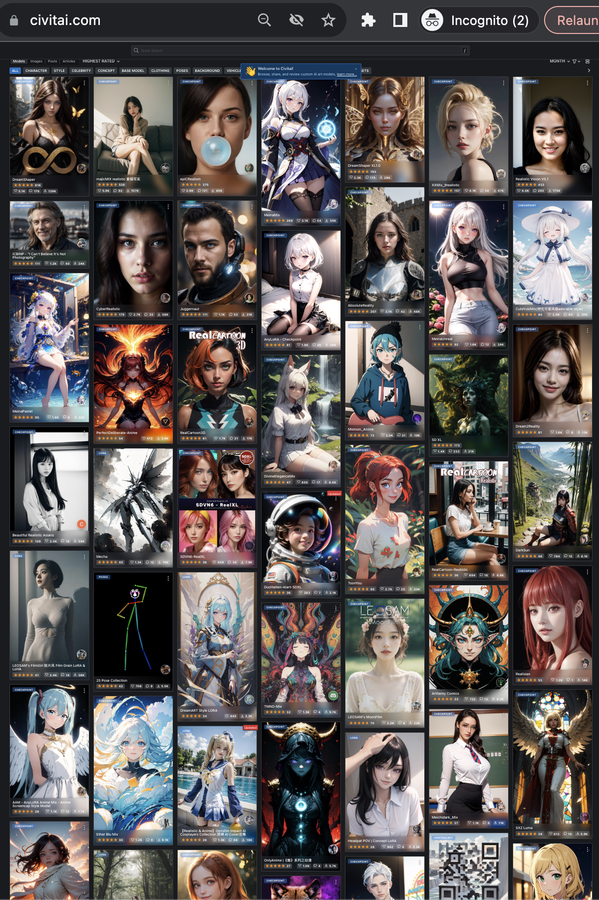 Civitai 网站 feed 截图二